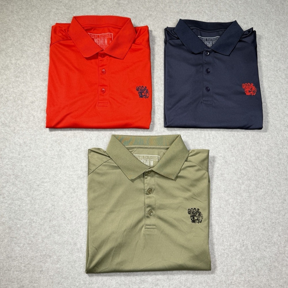 Lot Of 3 Savage Tacticians Men's M Embroidered Skull SavTac Polo Shirt Stretch